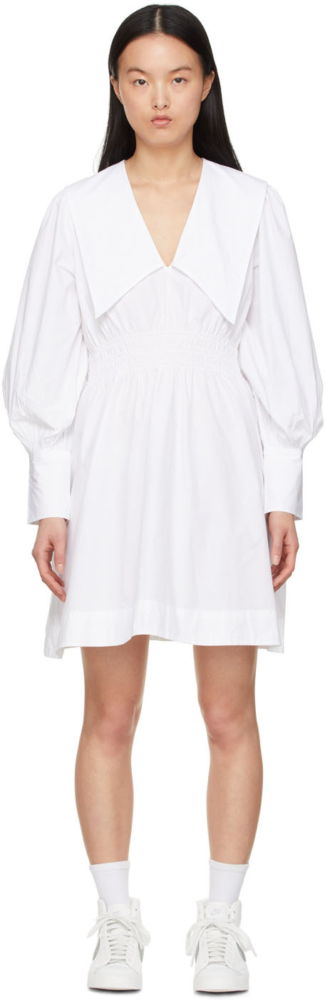 Ganni White Organic Cotton Mini Dress | ModeSens