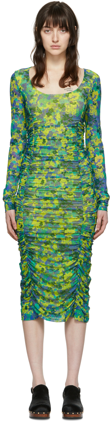 GANNI Multicolor Recycled Nylon Midi Dress