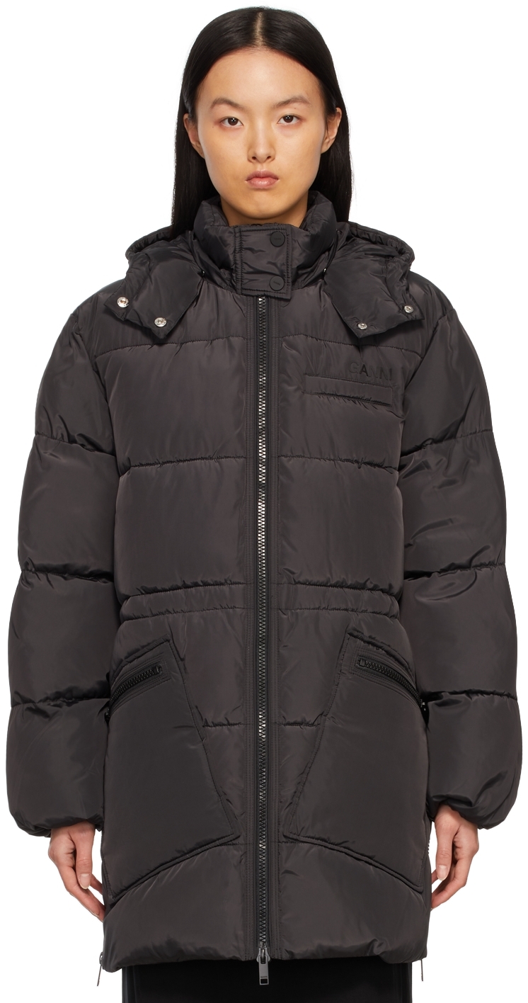 GANNI Black Insulated Recycled Oversized Puffer Jacket