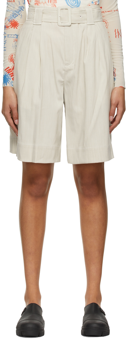 Beige Recycled Polyester Shorts