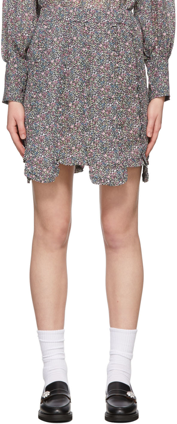 Multicolor Floral Crêpe Mini Skirt