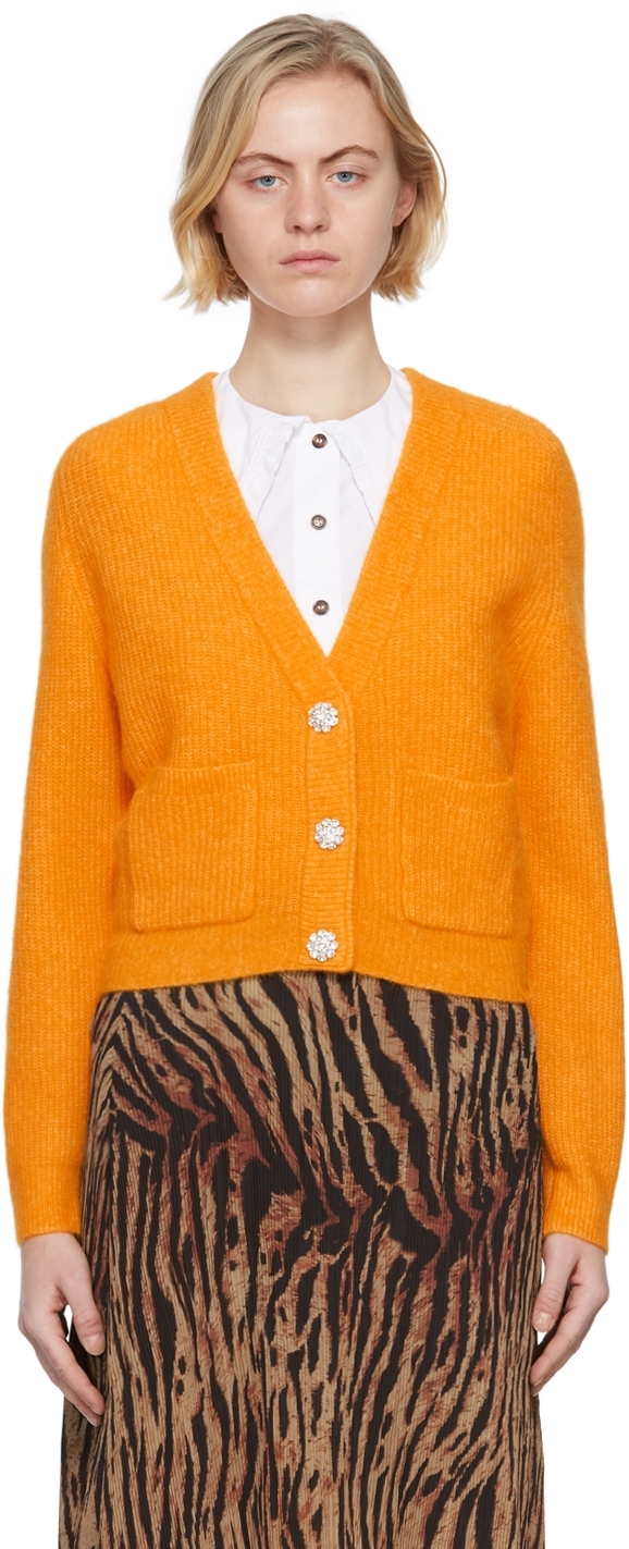GANNI Orange Soft Wool Cardigan
