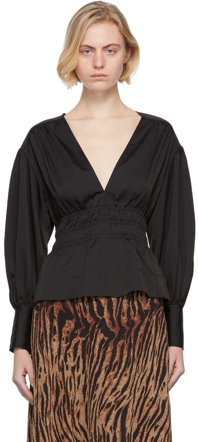 GANNI Black Satin Blouse | Smart Closet