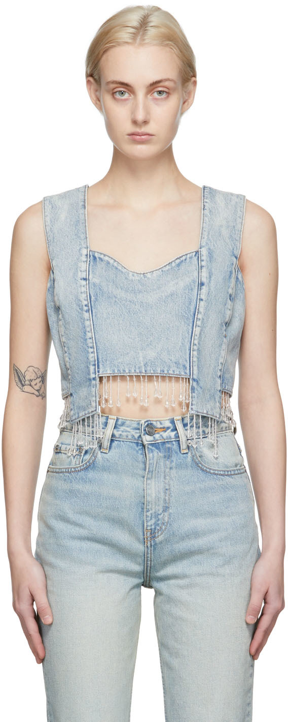 ganni denim bustier