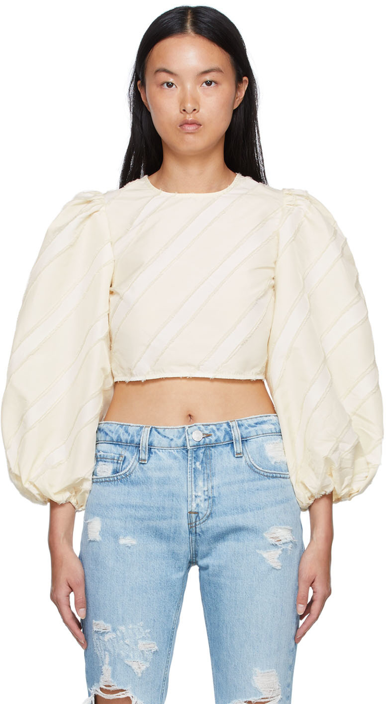 Off-White Polyester Blouse by GANNI on Sale