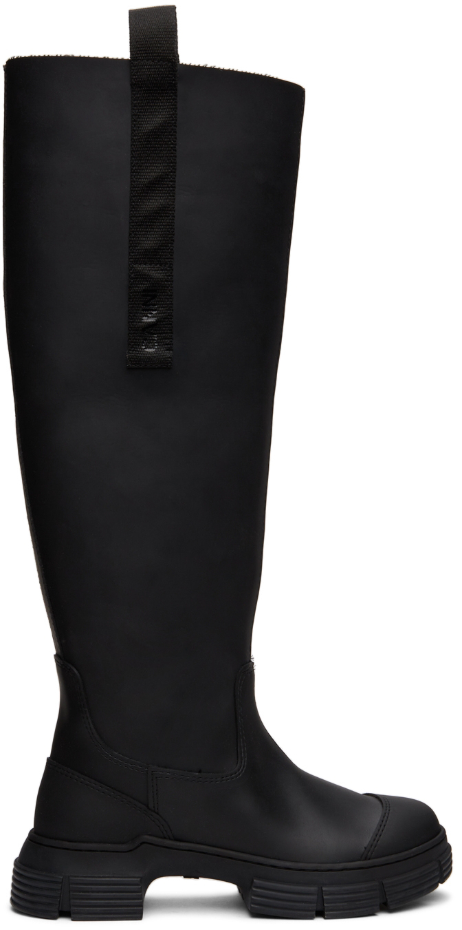 GANNI Black Recycled Rubber Country Boots