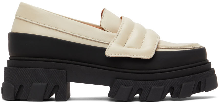 GANNI Off-White Leather Chunky Padded Loafers