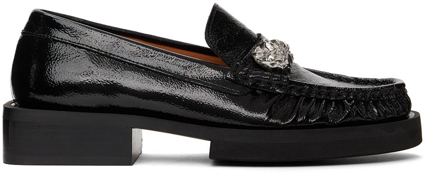 GANNI Black Leather Loafers