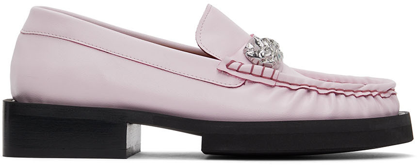 GANNI Pink Faux-Leather Loafers