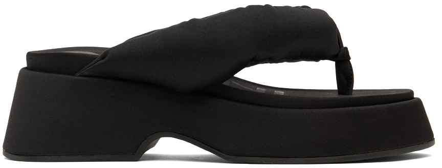 GANNI Black Retro Thong Platform Sandals