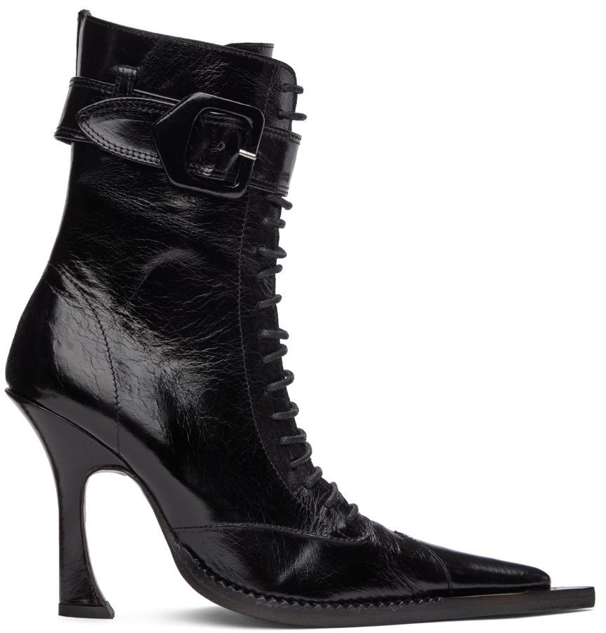 KNWLS Black Serpent Lace-Up Heeled Boots