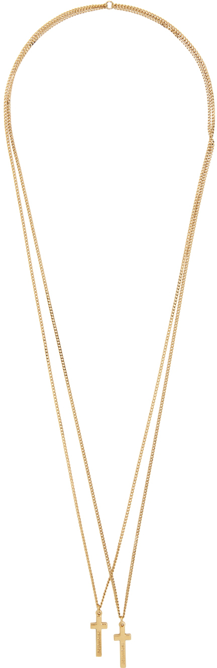 Gold Signature Double Cross Necklace by 
