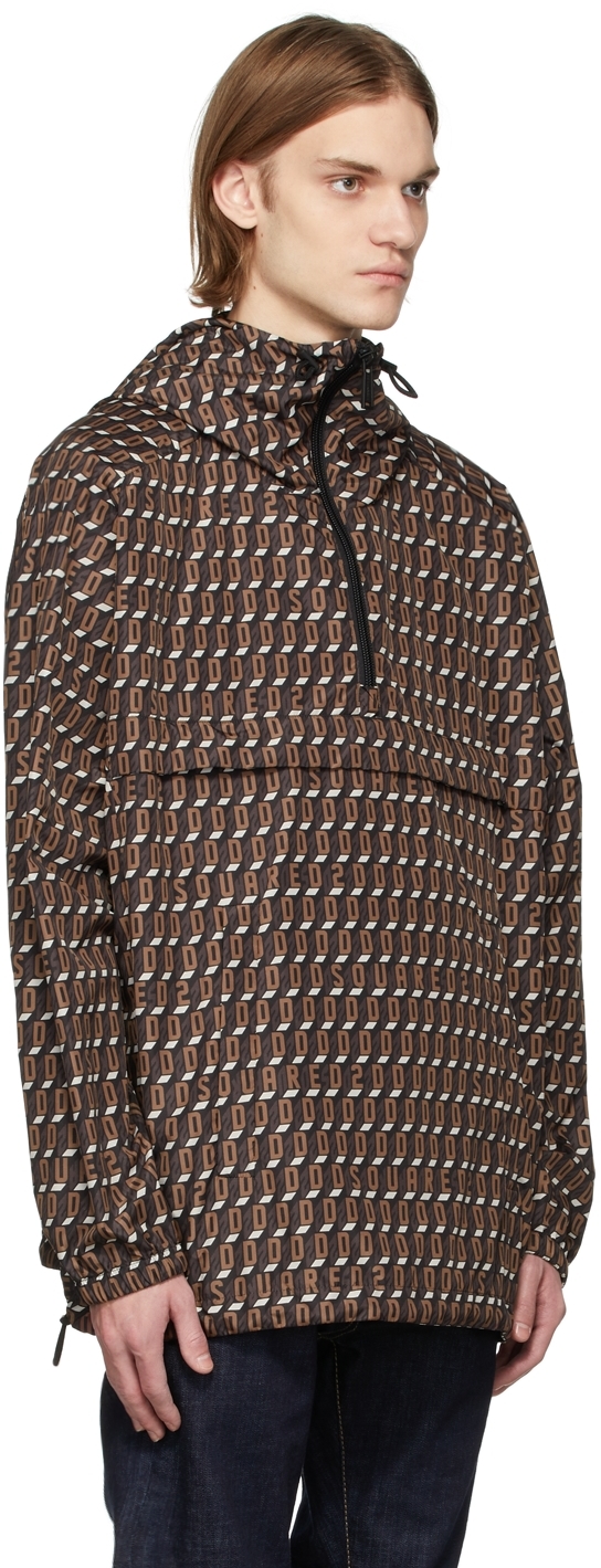 Dsquared2 Black & Brown Monogram Windbreaker In 001s Mix Of Colors