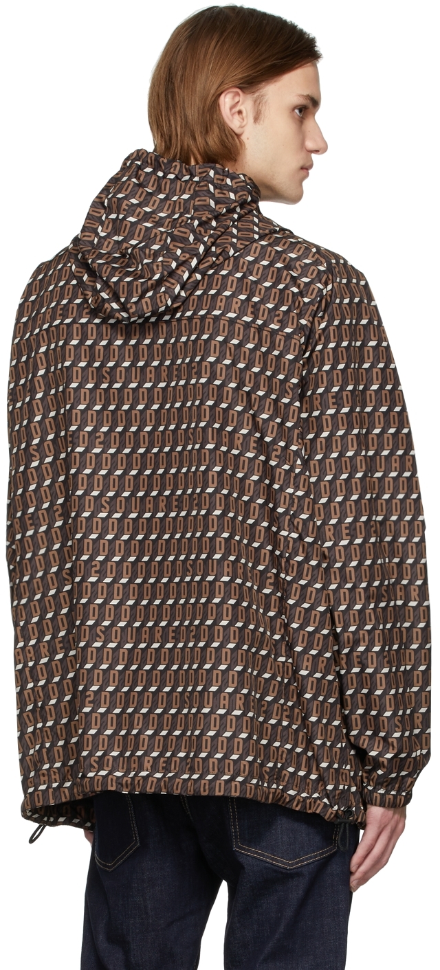 Dsquared2 Black & Brown Monogram Windbreaker In 001s Mix Of Colors