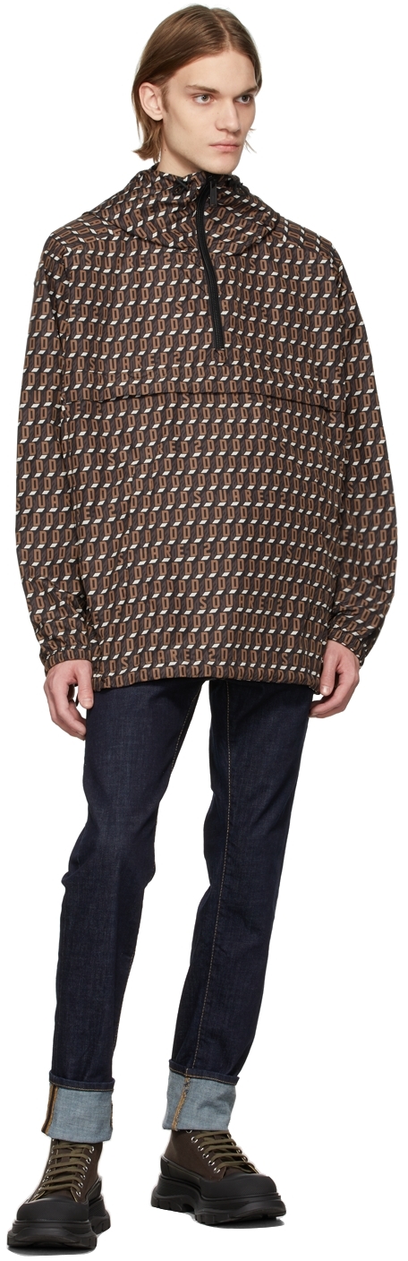 Dsquared2 Black & Brown Monogram Windbreaker In 001s Mix Of Colors