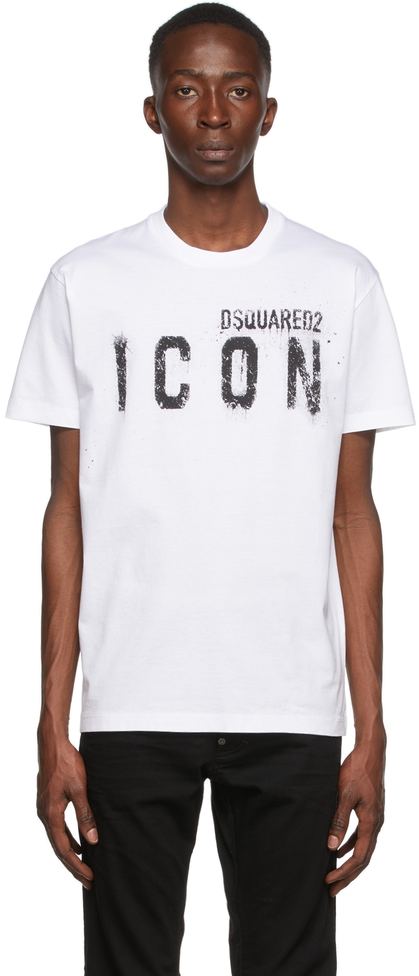 fokus parallel lån Dsquared2: White 'Icon' Spray T-Shirt | SSENSE