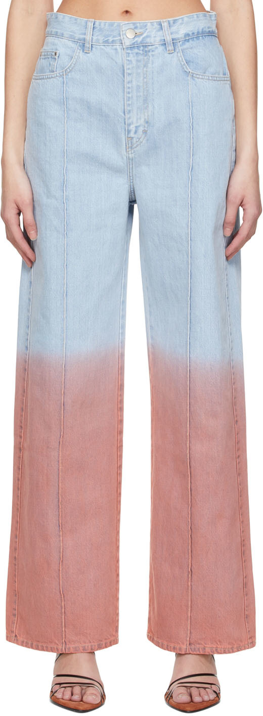 Rokh Blue & Pink Faded Jeans | Smart Closet