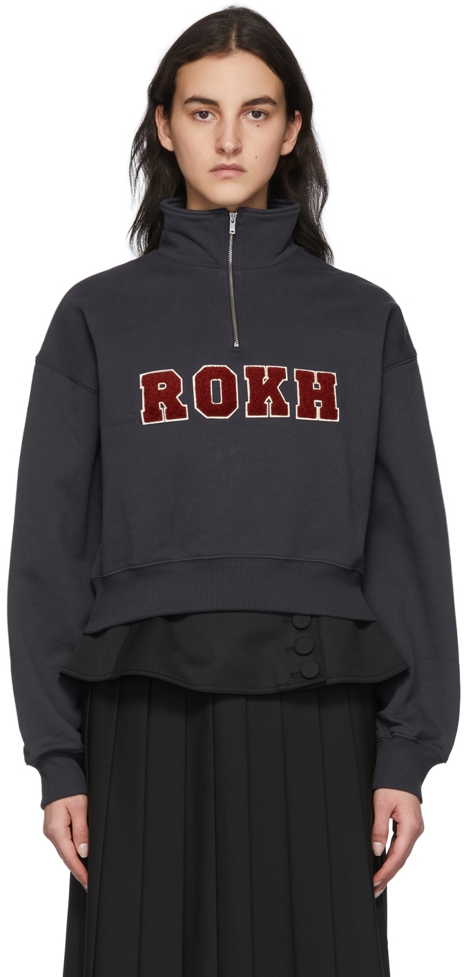 rokh Black Logo Pinch Detail Sweatshirt