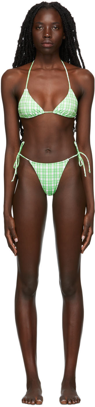 SSENSE Exclusive Green Check Print Bikini