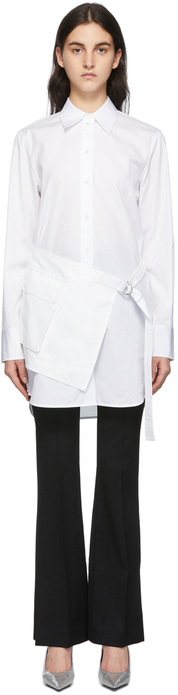 Helmut Lang White Wrap Shirt Dress