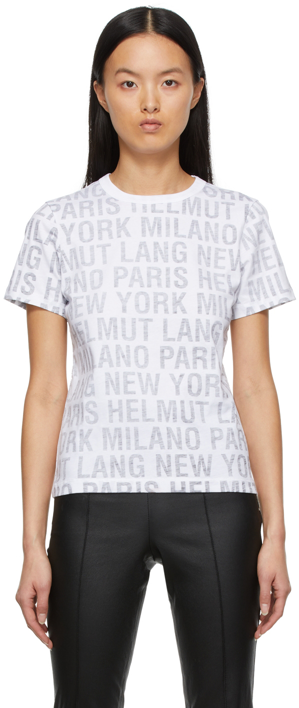 Helmut Lang Black & White Allover Print T-Shirt