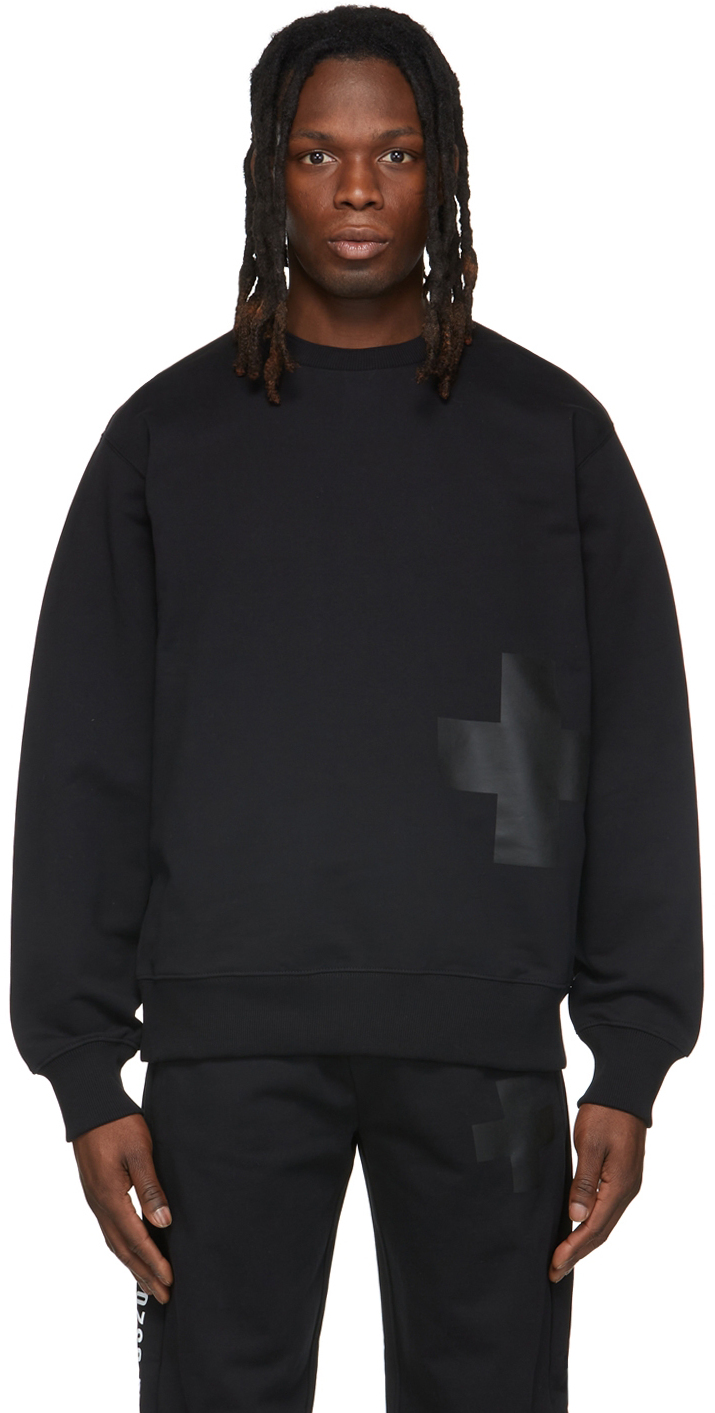 Helmut Lang: Black Cross Crewneck Sweater | SSENSE