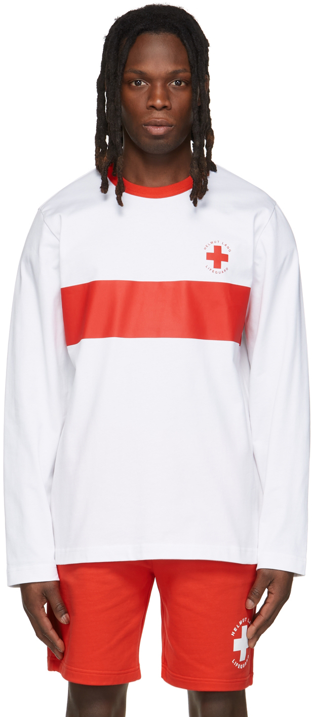 Helmut Lang White Lifeguard Long Sleeve T-Shirt