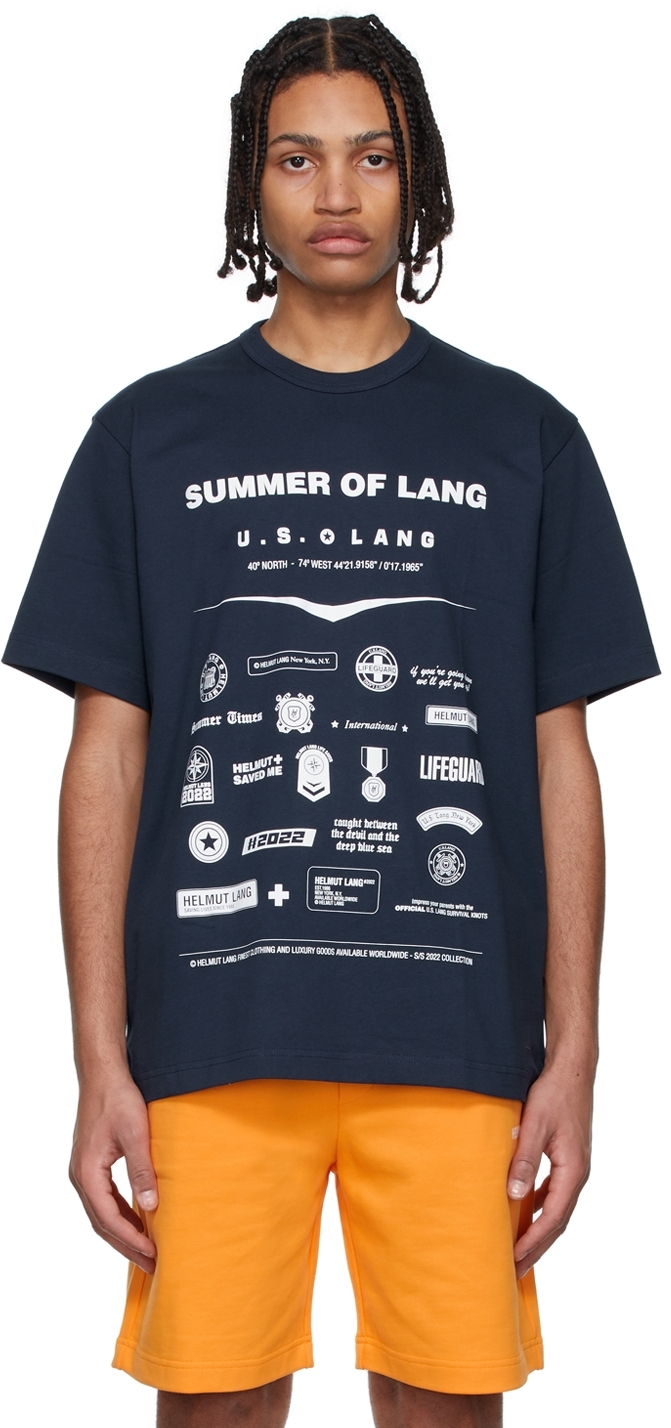 Helmut Lang: Navy Cotton T-Shirt |