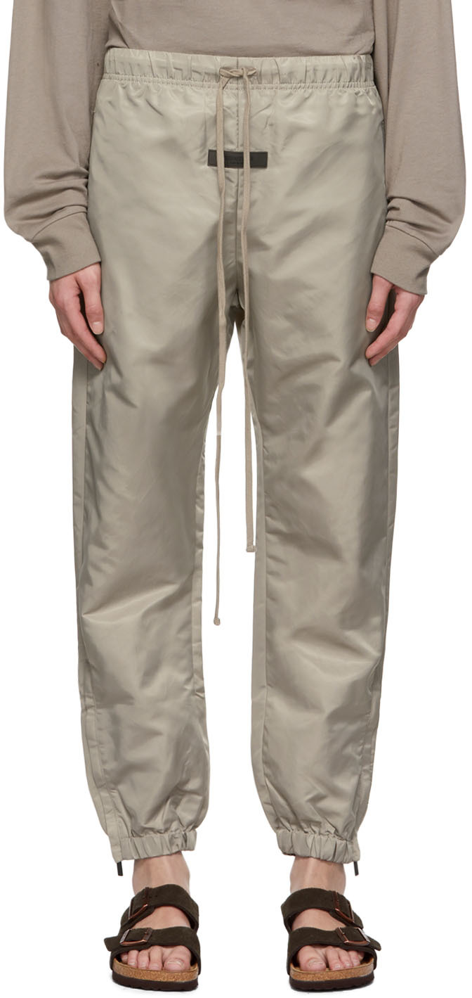Essentials Taupe Nylon Track Pants In Smoke
