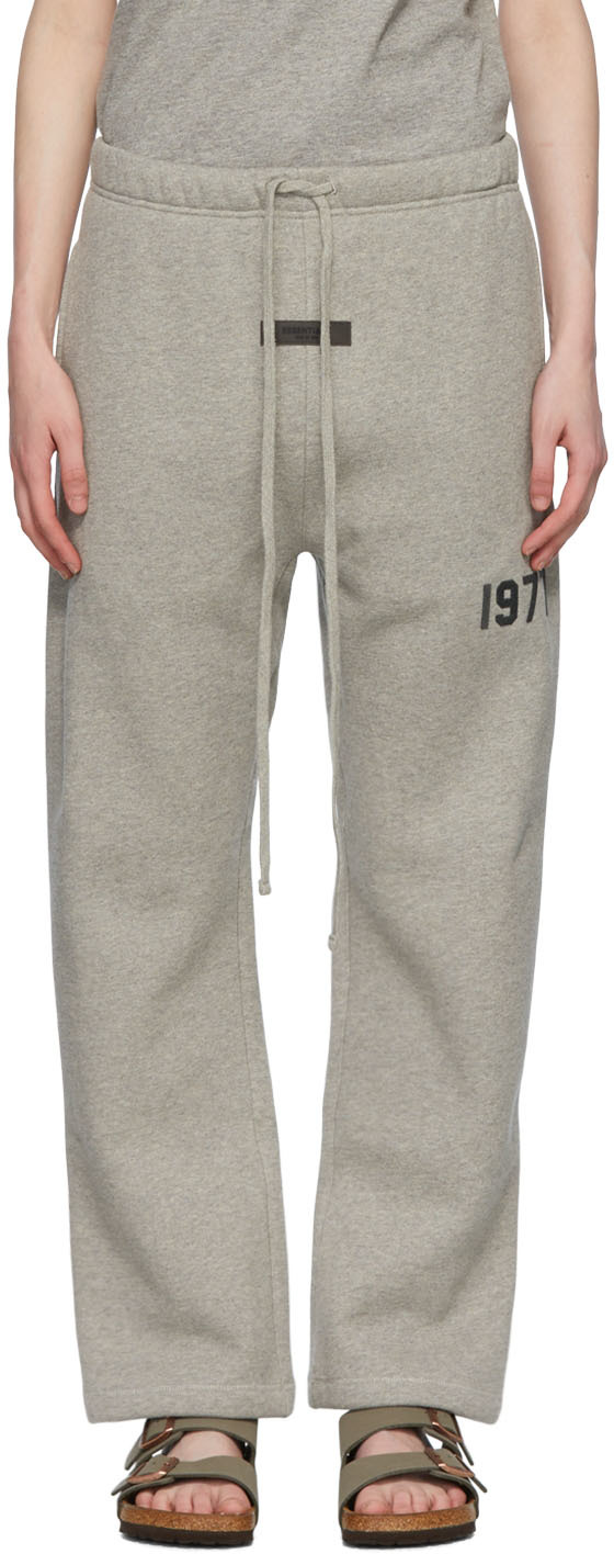 Essentials Gray Cotton Lounge Pants In Dark Oatmeal