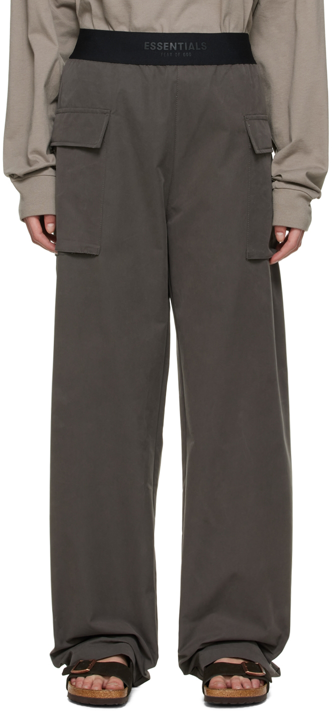 Essentials Black Cotton Trousers In Iron