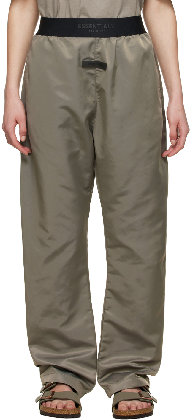 Essentials Taupe Nylon Trousers In Desert Taupe