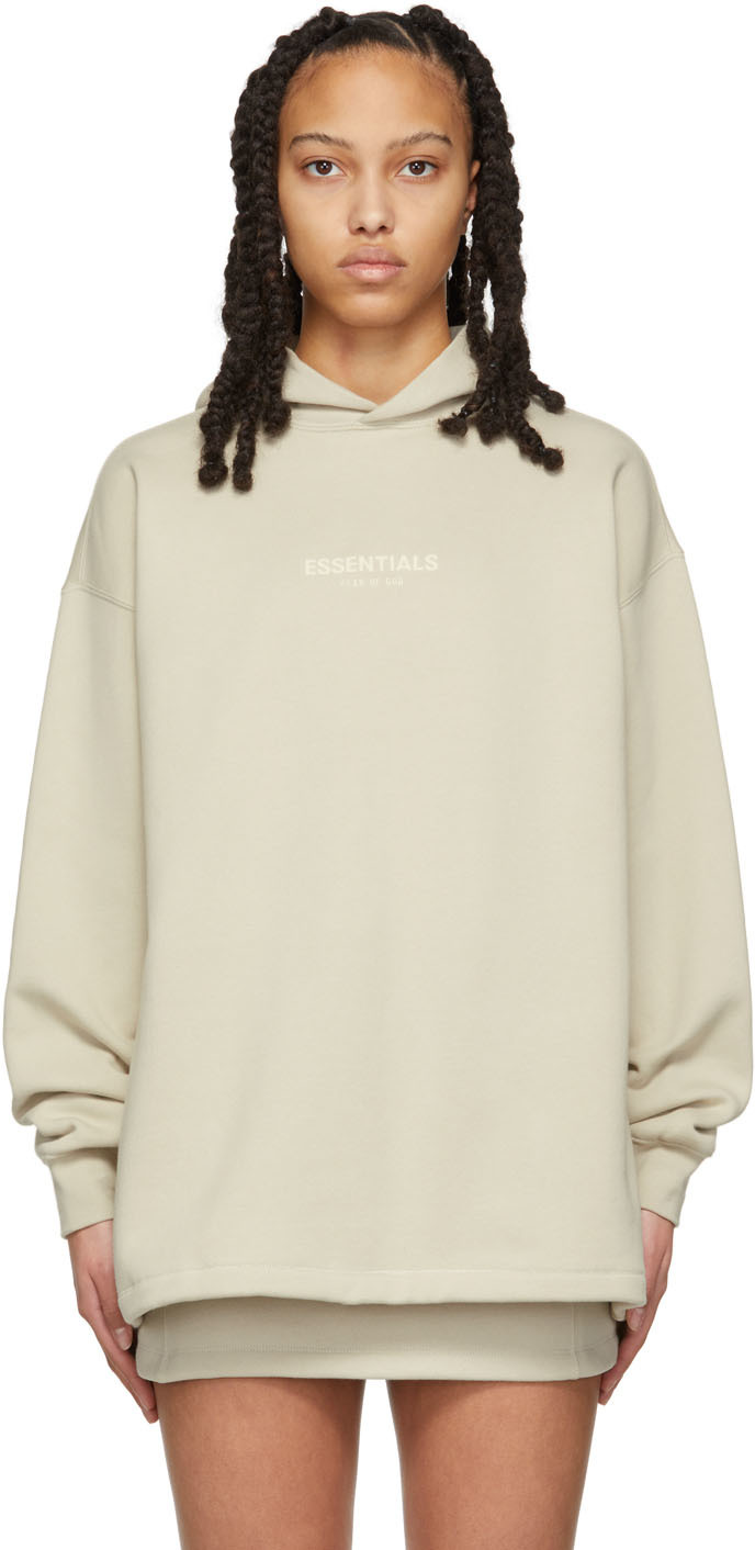 Beige Relaxed Hoodie by Fear of God ESSENTIALS on Sale