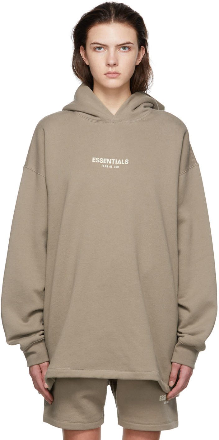 Fear of God Essentials Taupe Cotton Hoodie