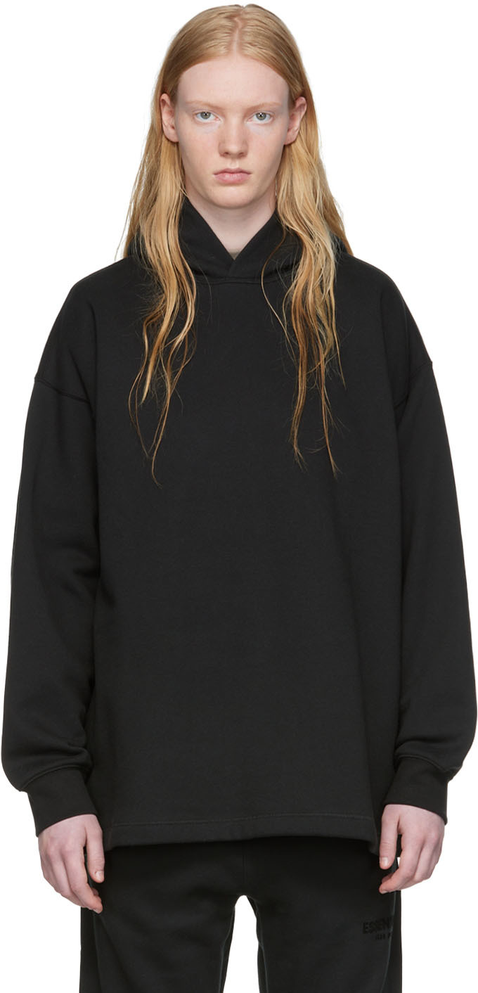 Fear of God ESSENTIALS: Black Relaxed Hoodie | SSENSE Canada