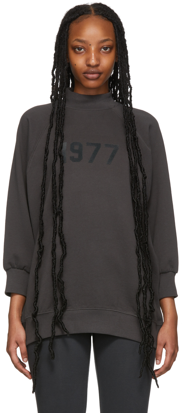 Essentials Black Three-Quarter Sleeve '1977' Sweatshirt