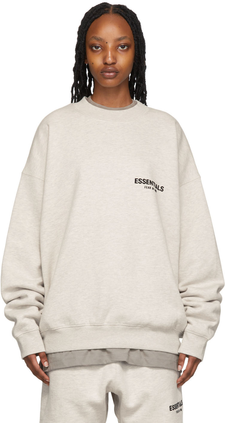 Essentials: Off-White Crewneck Sweatshirt | SSENSE