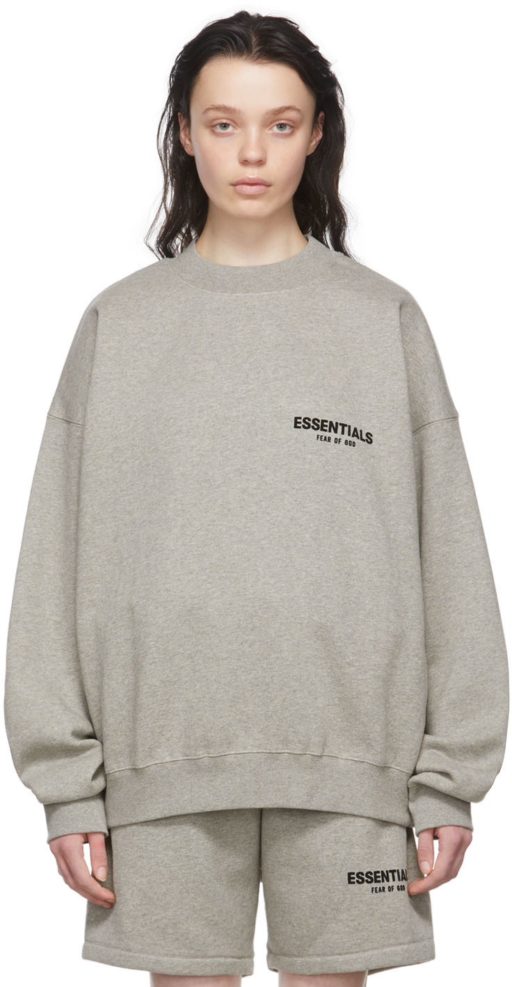 Essentials: Gray Crewneck Sweatshirt | SSENSE Canada