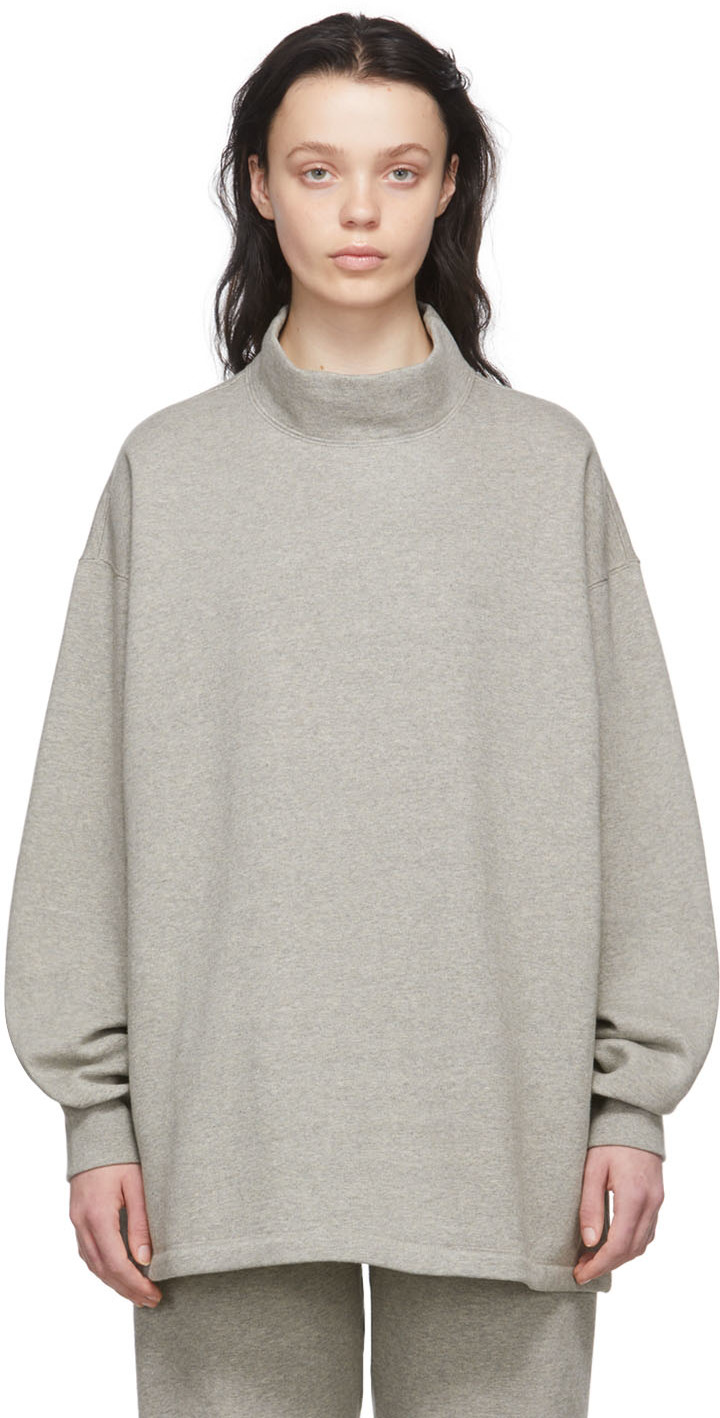 Essentials Gray Relaxed Mock Neck Sweatshirt
