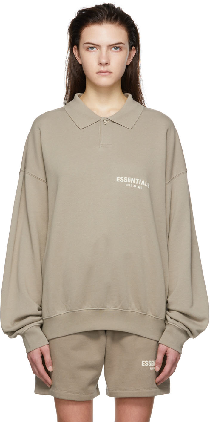 幅64essentials taupe cotton polo ポロシャツ - スウェット