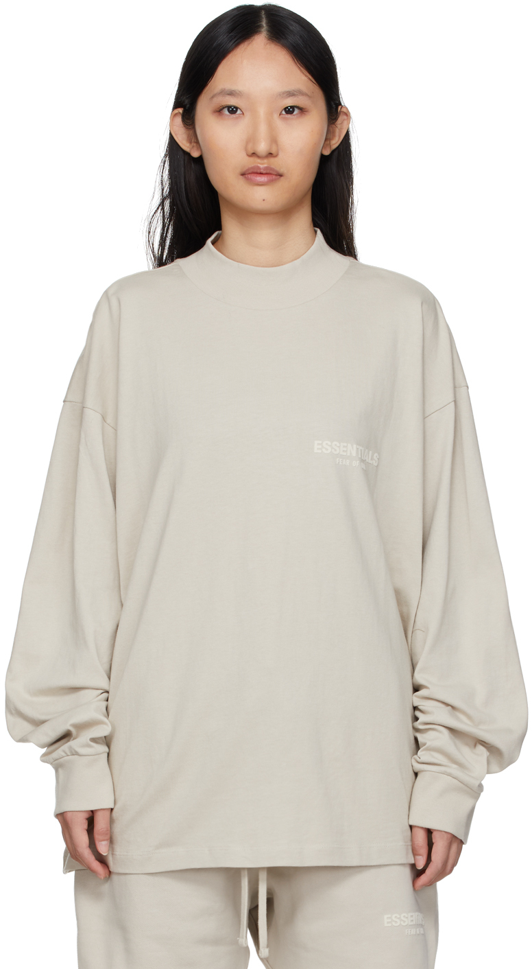 Essentials: Beige Cotton Jersey Long Sleeve T-Shirt | SSENSE