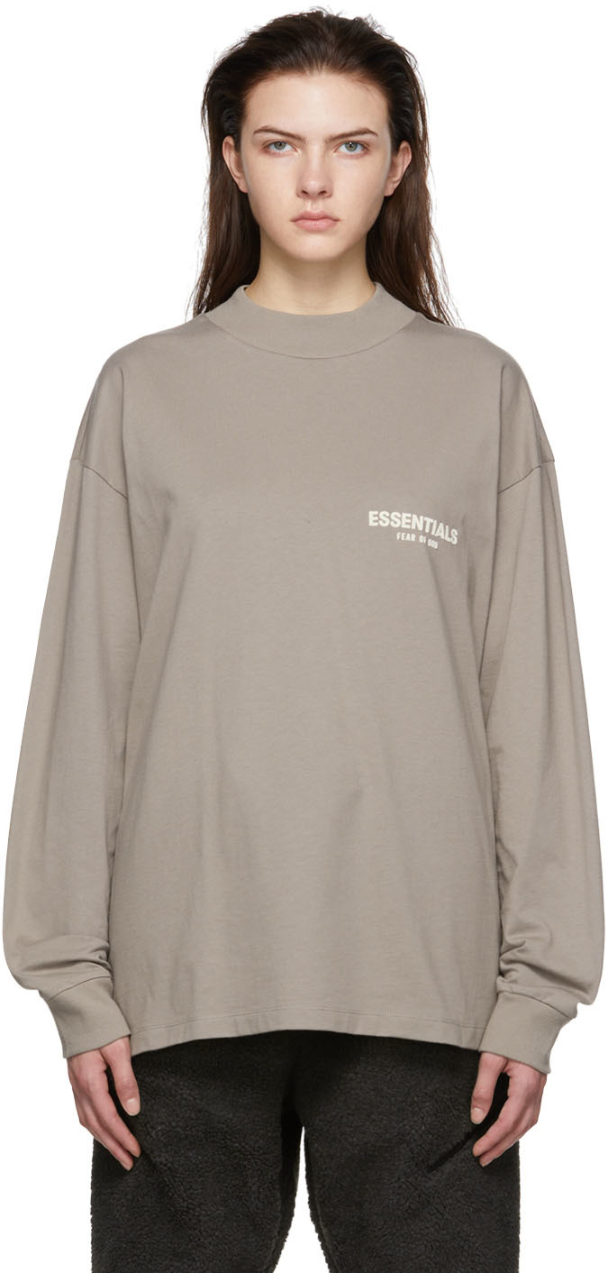 Essentials Taupe Cotton T-shirt In Desert Taupe