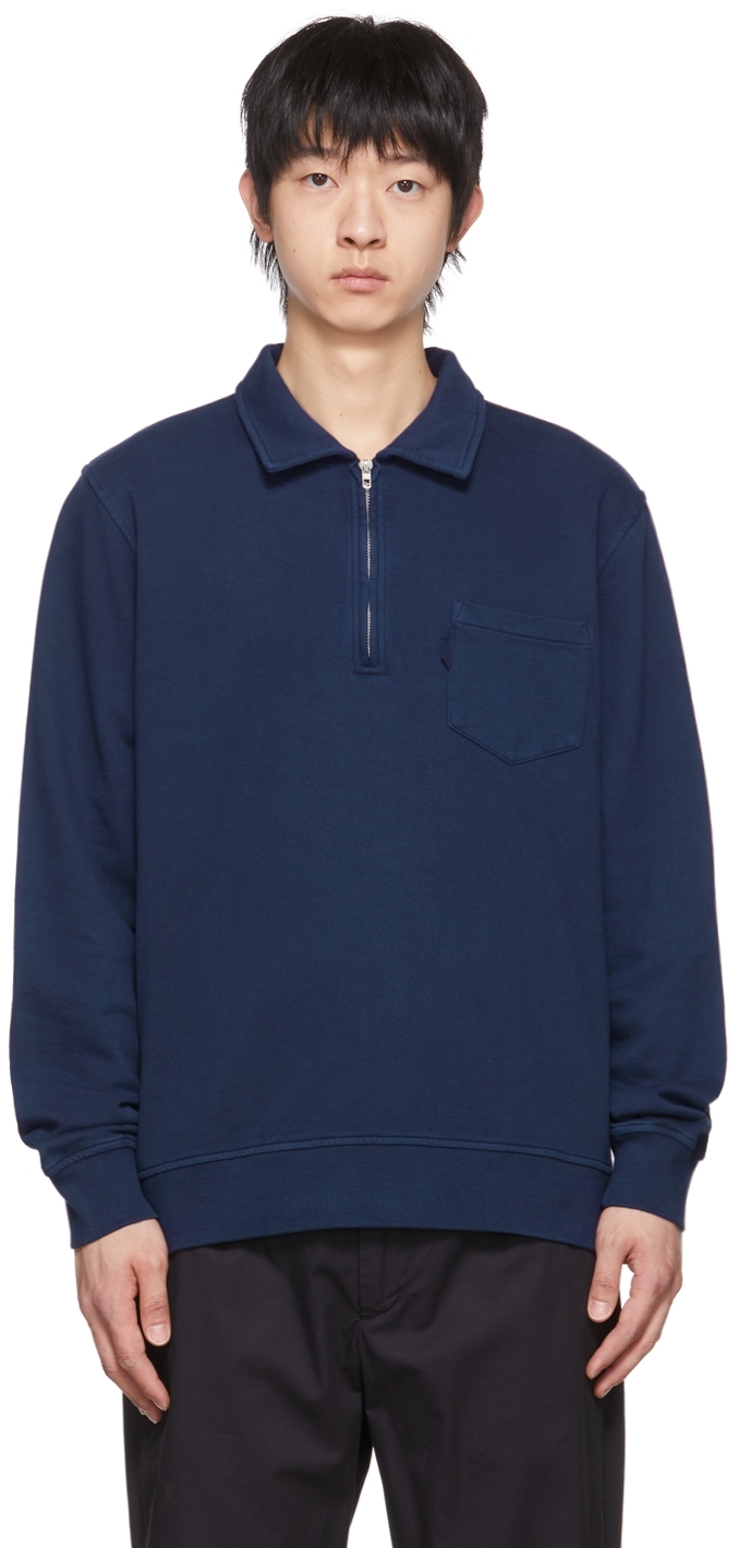 YMC: Navy Sugden Polo Sweatshirt | SSENSE