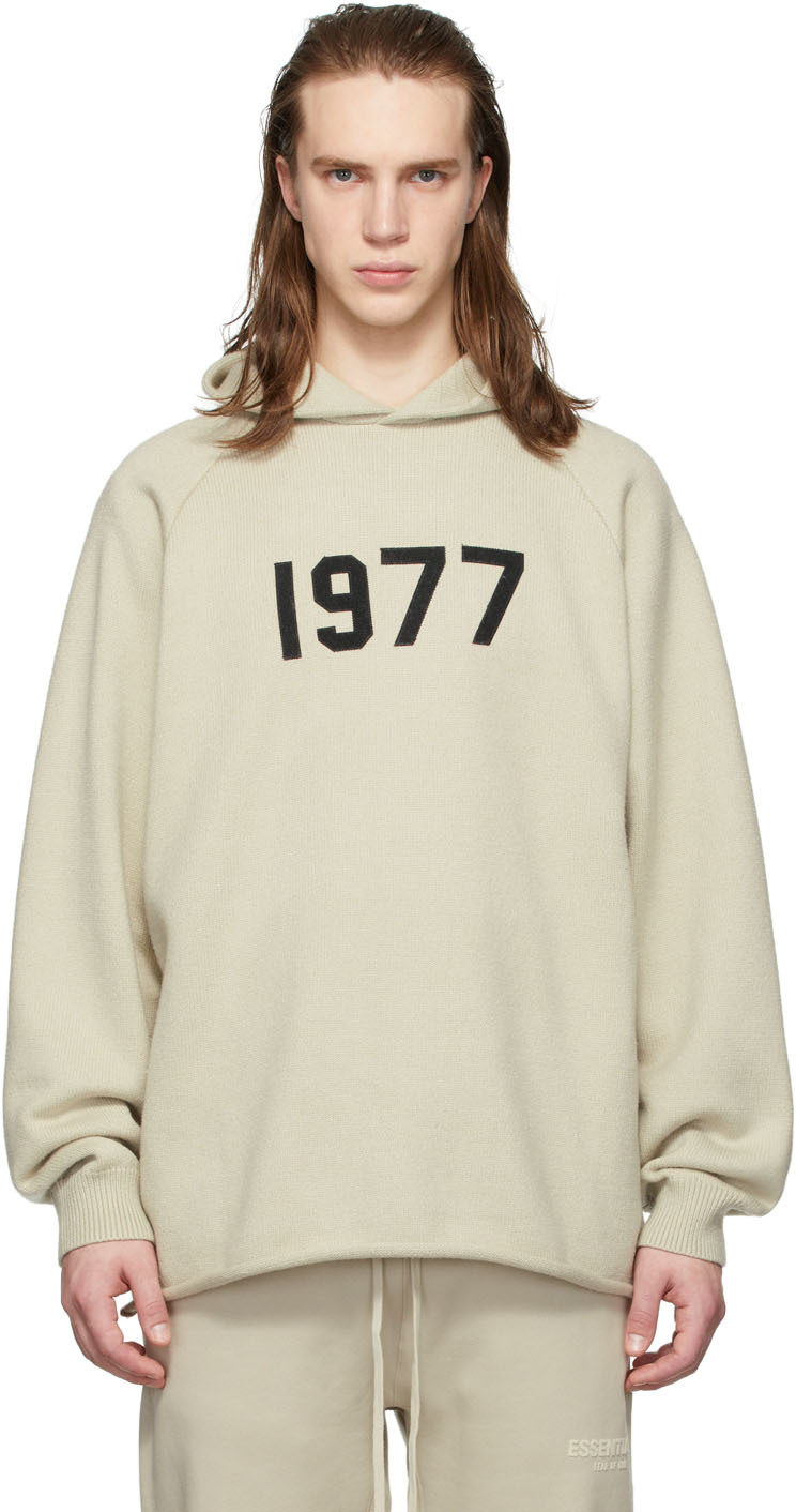 Beige Knit '1977' Hoodie by Fear of God ESSENTIALS on Sale