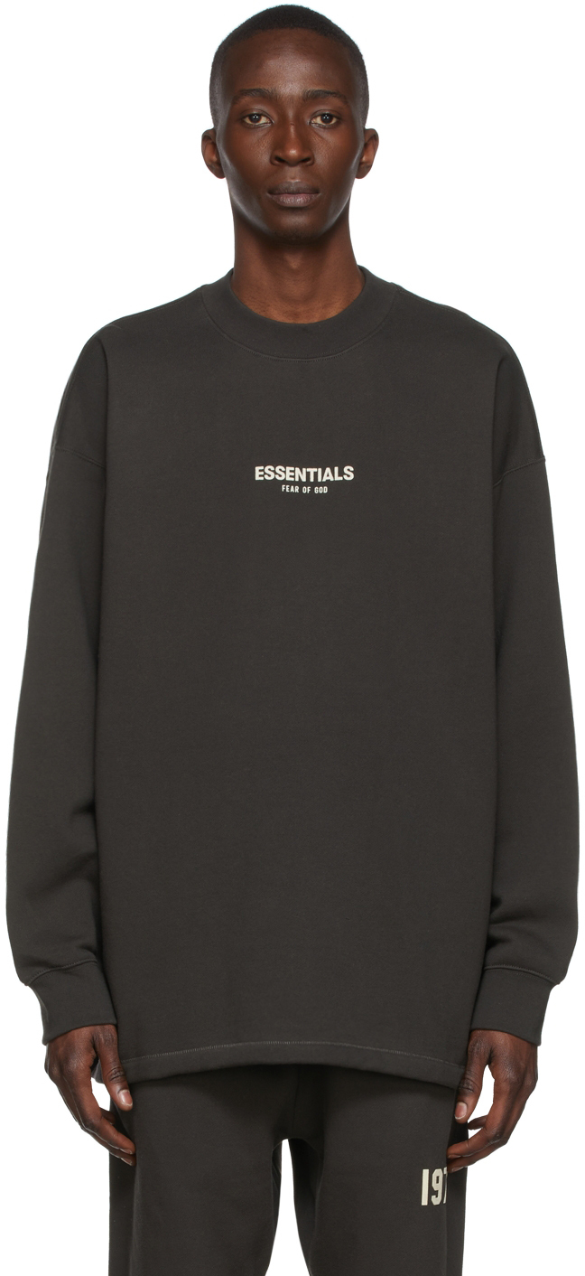 Essentials Black Relaxed Crewneck Sweatshirt