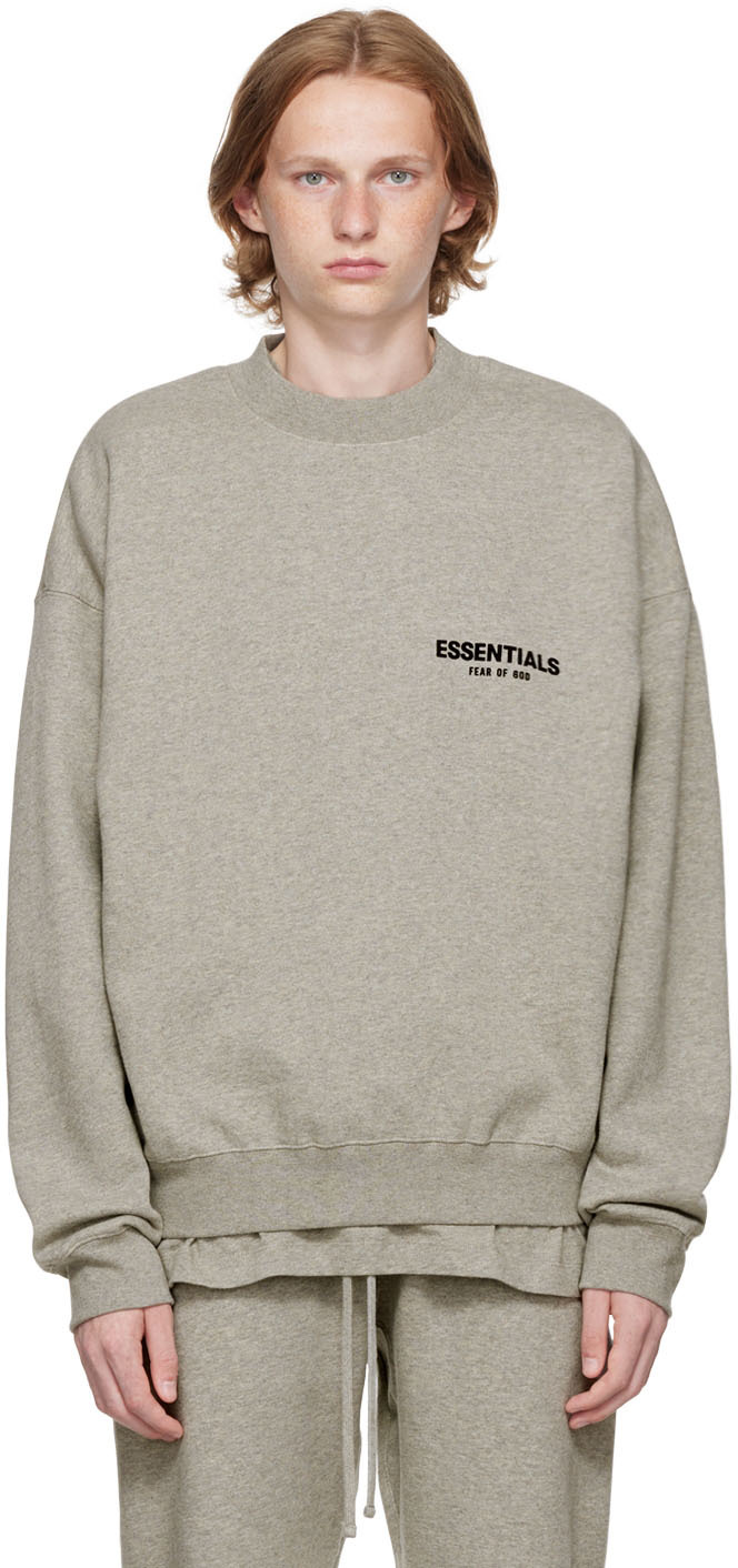 Essentials: Gray Crewneck Sweatshirt | SSENSE