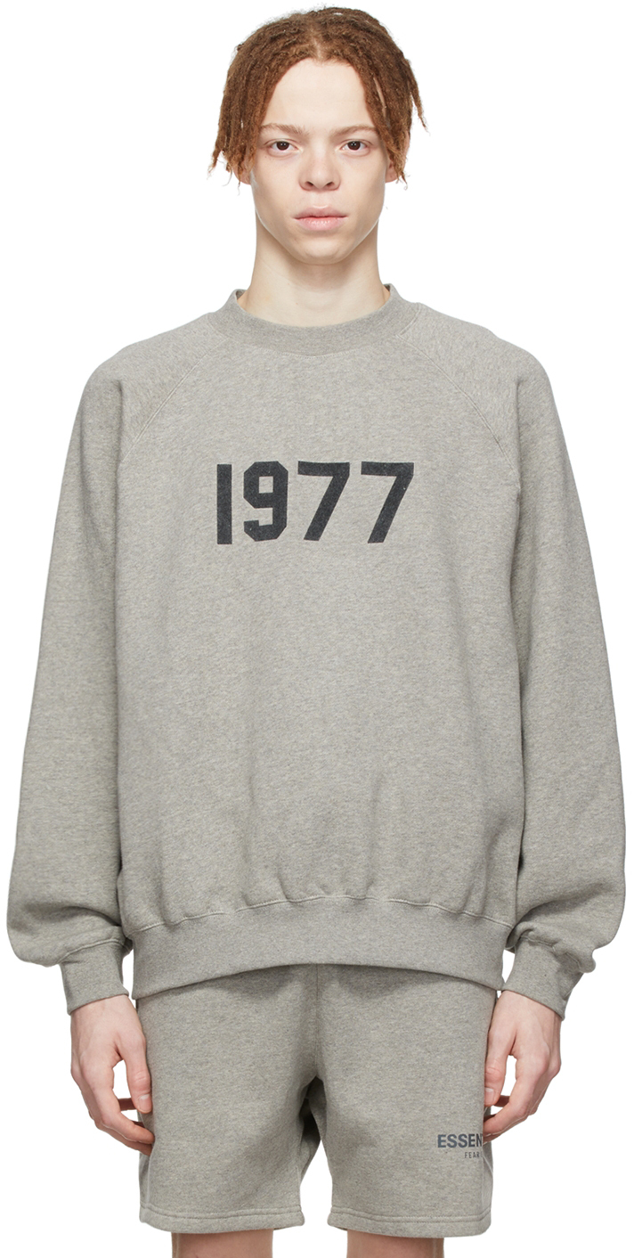 Essentials Logo-flocked Cotton-blend Jersey Sweatshirt In Gray