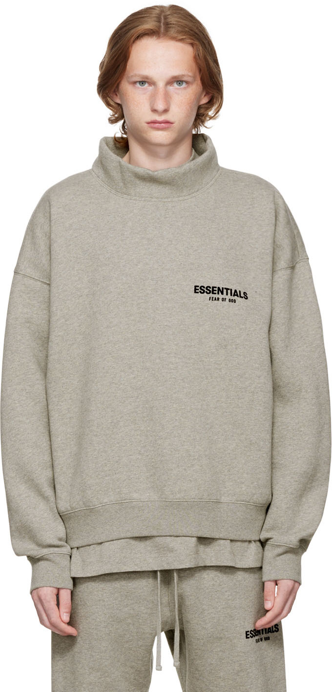 Essentials: Gray Mock Neck Sweatshirt | SSENSE Canada