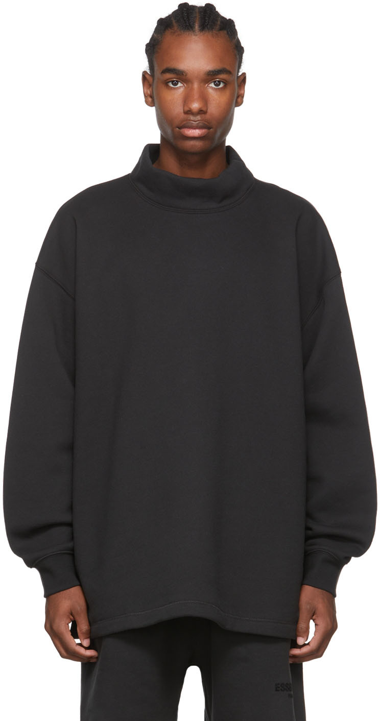 Essentials Black Relaxed Mock Neck Sweatshirt
