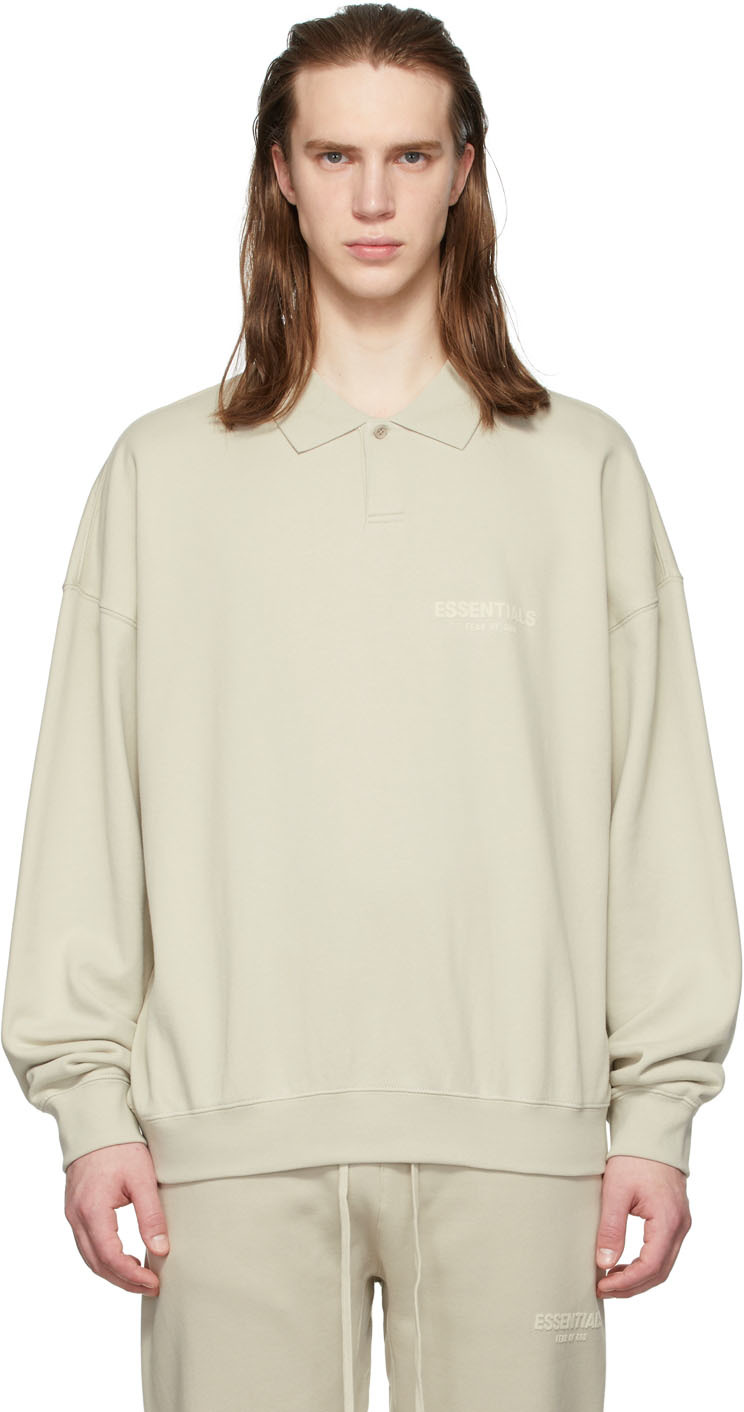 Essentials Beige Long Sleeve Polo